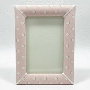 🩷🤍 Vintage Breaux Arts 4"x6"  Fabric Pink Polka Dot Pink Picture Frame 🤍🩷